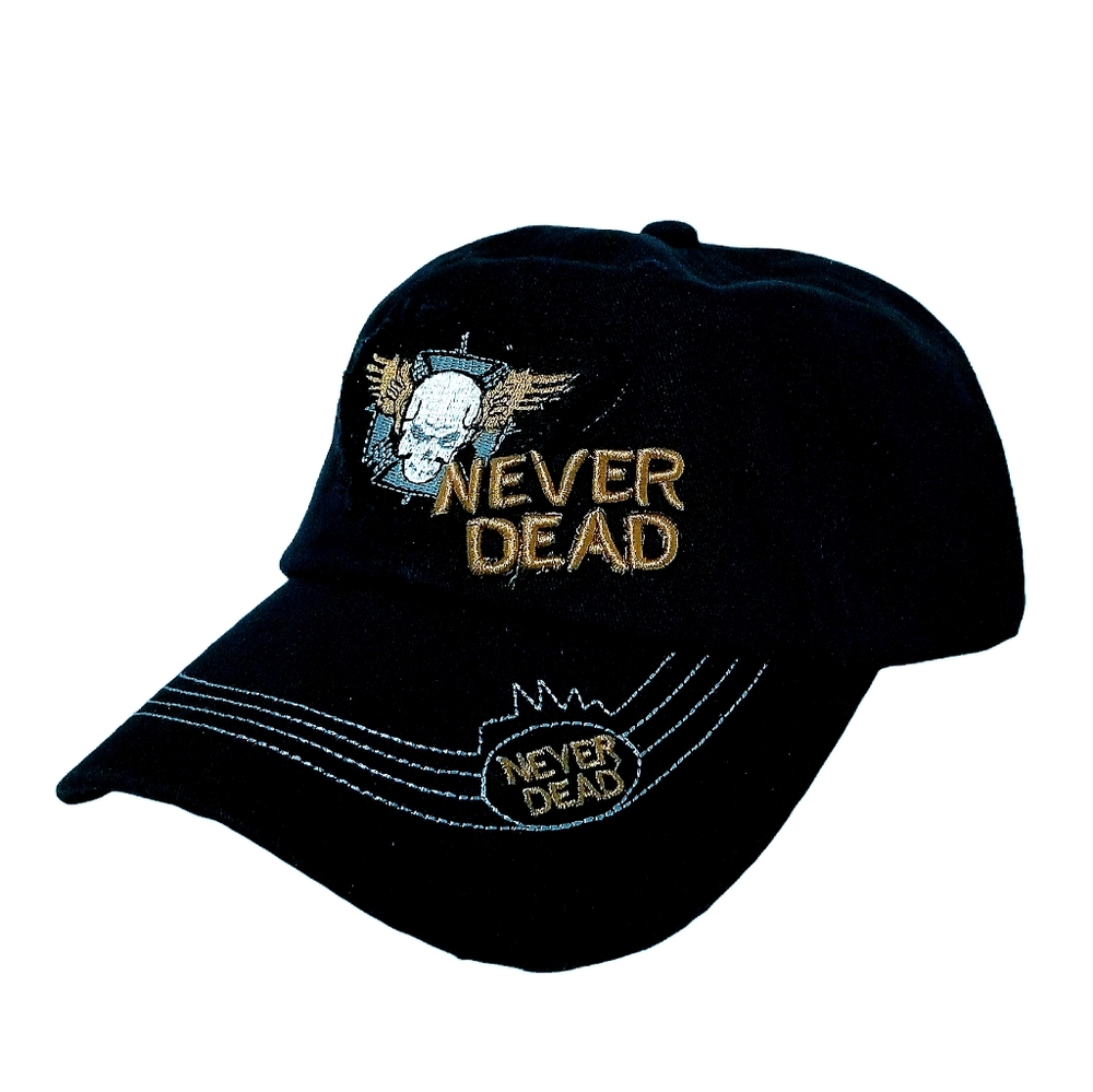 Yiweike Never Dead Maltese Cross And Skull Adjustable Cap Black NWT